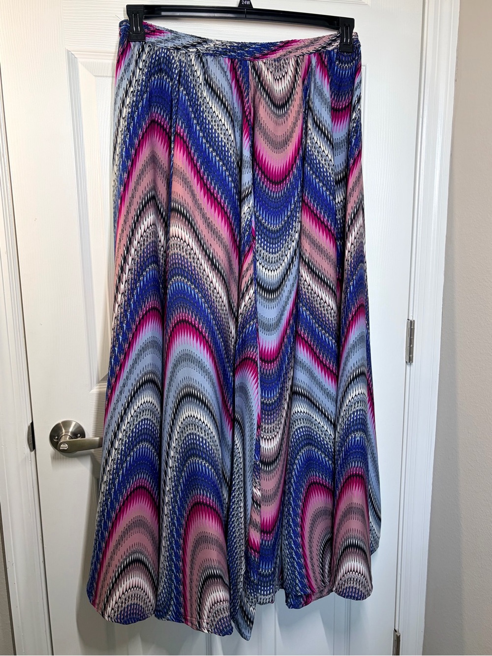 Magic Wave-Print Maxi Skirt in Blue, Pink & Black
